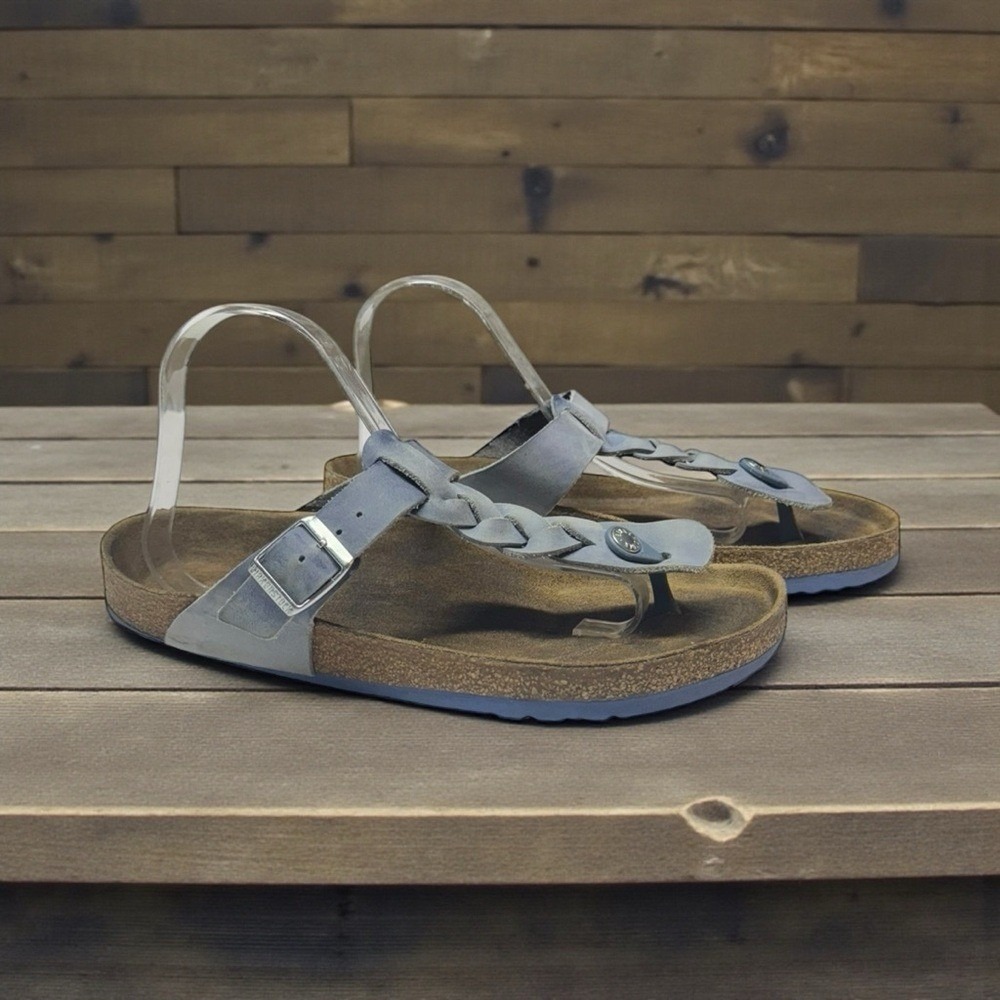 Birkenstock Women's Braided Thong Sandals in Light Blue